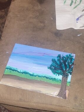 Original Blue and Green Landscape Canvas Painting by E and T Paintings
